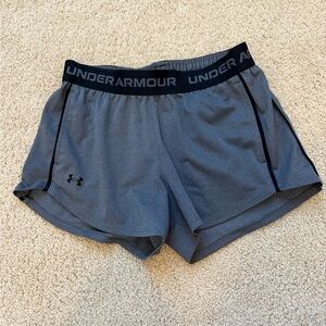 Under Armour Women's Gray Athletic Shorts with Black Waistband